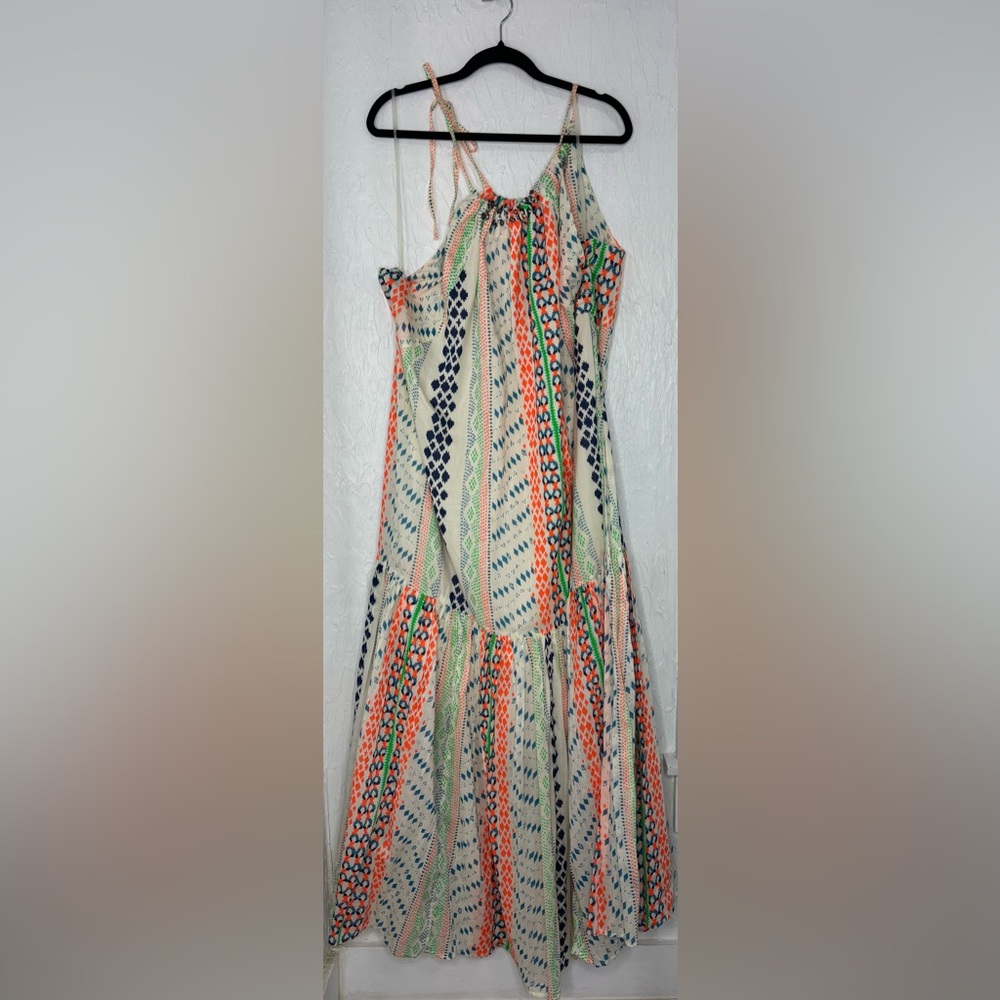 NWT LANE BRYANT fiesta lined beaded halter ruffle maxi DRESS Size 22/24
